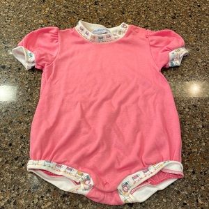 Vintage OshKosh B’Gosh Pink Paint Can Trim Bubble Cotton Jumper Onesie 12 Mos